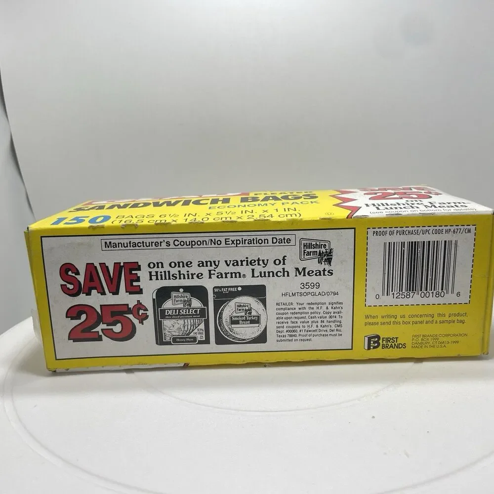 Vintage Glad Pleated Sandwich Bags Economy Pack 150 Count Box NOS